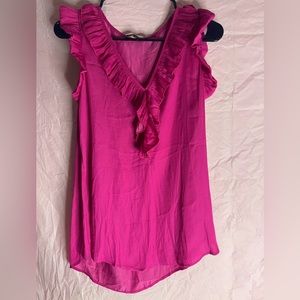 Suzanne Betro women’s medium pink ruffle blouse